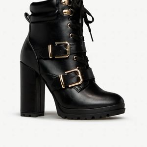 Faux leather heeled booties